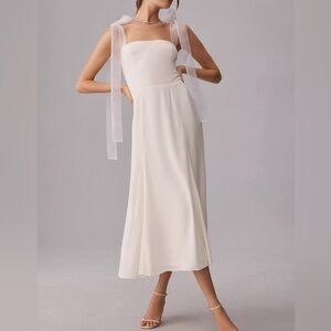 Reformation Kairo Shoulder Ties Midi Dress - Ivory - Womens 8 - NWT